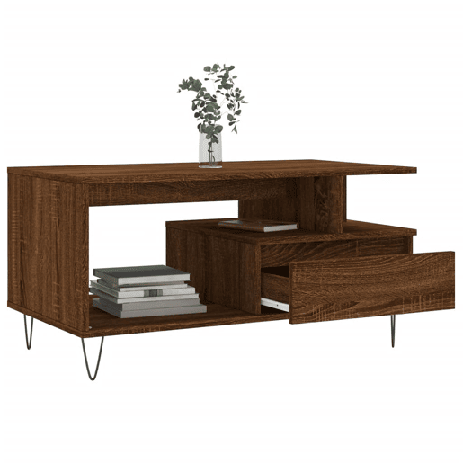 Mesa de Centro, Mesa baixa, 90x49x45 cm derivados de madeira carvalho castanho Mesa de Centro, Mesa baixa, 90x49x45 cm derivados de madeira carvalho castanho