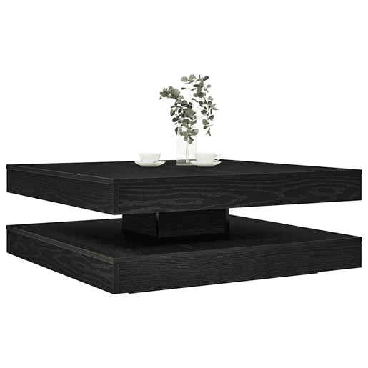 Mesa de Centro, Mesa baixa, giratória 360 graus carvalho preto 90x90x34,5 cm