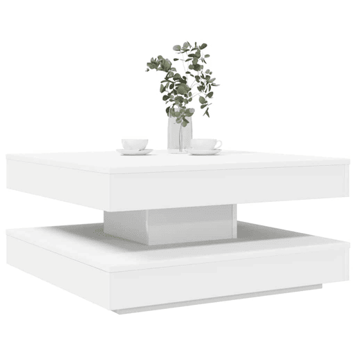 Mesa de Centro, Mesa baixa, rotativa a 360 graus 70x70x34,5 cm branco