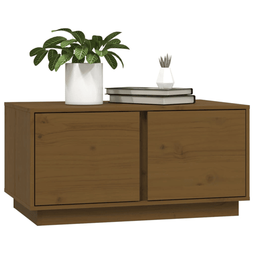 Mesa de Centro, Mesa baixa, 80x50x40 cm madeira de pinho maciça castanho-mel