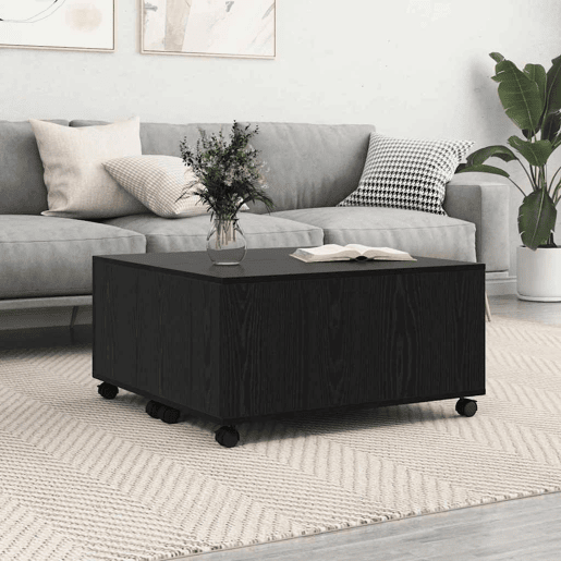 Mesa de Centro, Mesa baixa, com gaveta Carvalho Preto 75 x 75 x 38 cm