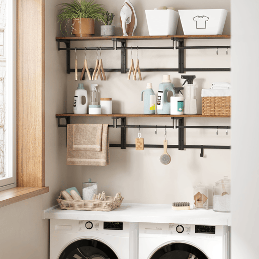 SUPORTE DE PAREDE com cabides de 40 cm, castanhopreto