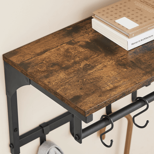 SUPORTE DE PAREDE com cabides de 40 cm, castanhopreto