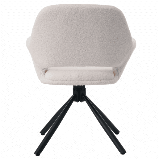 Conjunto de 4 cadeiras giratórias com braços - em tecido de sherpa - estilo moderno - Branco