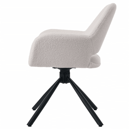 Conjunto de 4 cadeiras giratórias com braços - em tecido de sherpa - estilo moderno - Branco