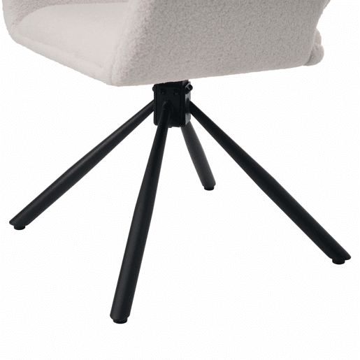 Conjunto de 4 cadeiras giratórias com braços - em tecido de sherpa - estilo moderno - Branco