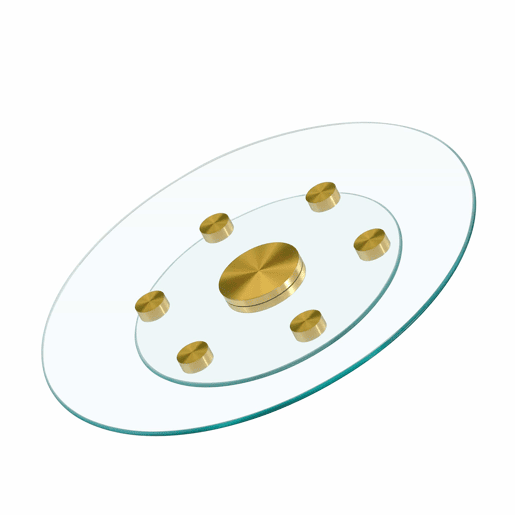 Mesa redonda com tampo de vidro giratório - 61 cm  38 cm - Design giratório, fácil de usar - Dourado, Transparente
