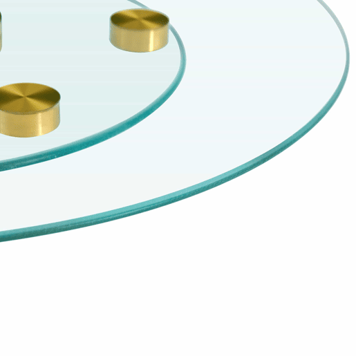 Mesa redonda com tampo de vidro giratório - 61 cm  38 cm - Design giratório, fácil de usar - Dourado, Transparente