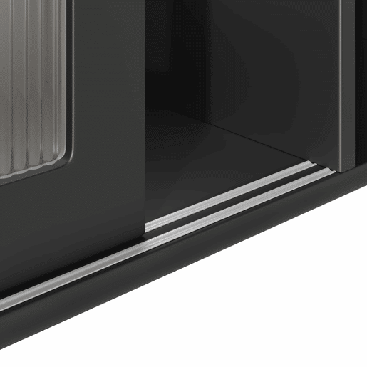 Armário de cozinha - 120x40x180 cm - com prateleiras ajustáveis, vitrine, iluminação LED - preto