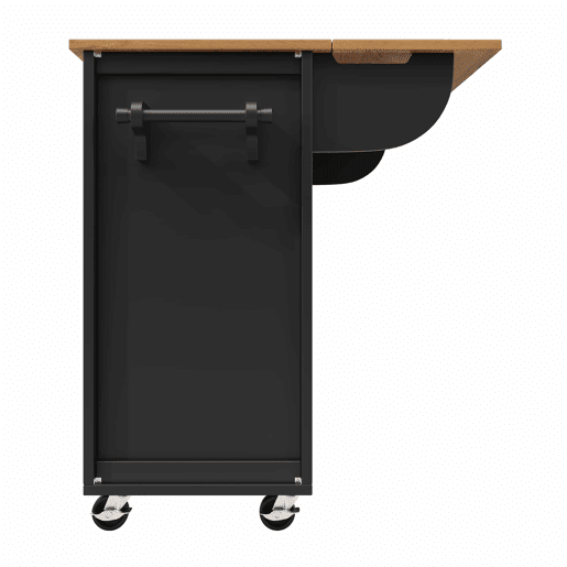 Ilha de cozinha 120x73x93cm - carrinho extraível com rodas, 2 portas, 4 gavetas, prateleiras ajustáveis, toalheiro, porta-temperos - preto