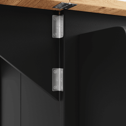 Ilha de cozinha moderna - Multifuncional com armazenamento e prateleiras para snacks - Preto