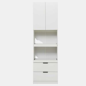 Armário de cozinha 200 cm - Armazenamento, portas, gavetas, prateleiras para micro-ondas, armário alto com proteção anti-capotamento, aparador multifuncional para sala de jantar e sala de estar - Branco