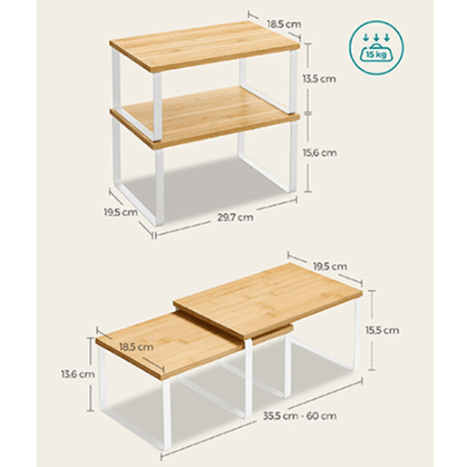 SUPORTE DE PRATELEIRAS PARA A MESA 2 peças, brancobambu