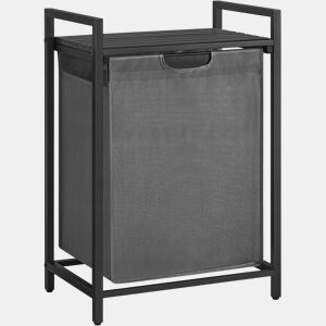 PRATELEIRA DE CASA DE BANHO com cesto de roupa suja, cinzentopreto