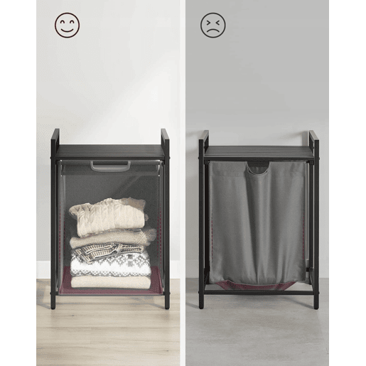 PRATELEIRA DE CASA DE BANHO com cesto de roupa suja, cinzentopreto