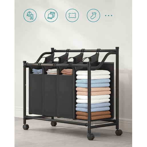 Cesto da roupa suja 4x35l, preto Cesto da roupa suja 4x35l, preto