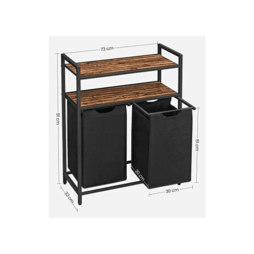 PRATELEIRA DE CASA DE BANHO com cestos de roupa suja 2 unidades, castanhopreto
