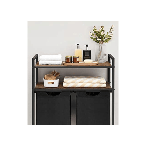 PRATELEIRA DE CASA DE BANHO com cestos de roupa suja 2 unidades, castanhopreto