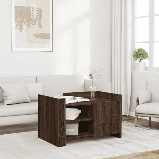 Mesa de Centro, Mesa baixa, 80x50x50 cm derivados madeira carvalho castanho