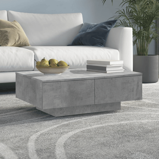 Mesa de Centro, Mesa baixa, 90x60x31 cm contraplacado cinzento cimento