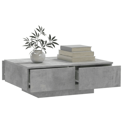 Mesa de Centro, Mesa baixa, 90x60x31 cm contraplacado cinzento cimento