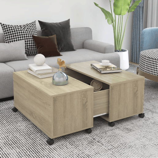Mesa de Centro, Mesa baixa, 75x75x38 cm contraplacado carvalho sonoma