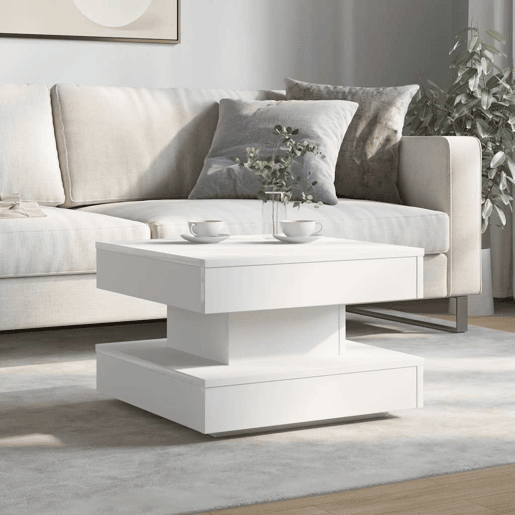 Mesa de Centro, Mesa baixa, rotativa a 360 graus 50x50x34,5 cm branco