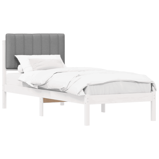 Estrutura de cama de solteiro simple com Cabeceira Estofada Cinzento-claro