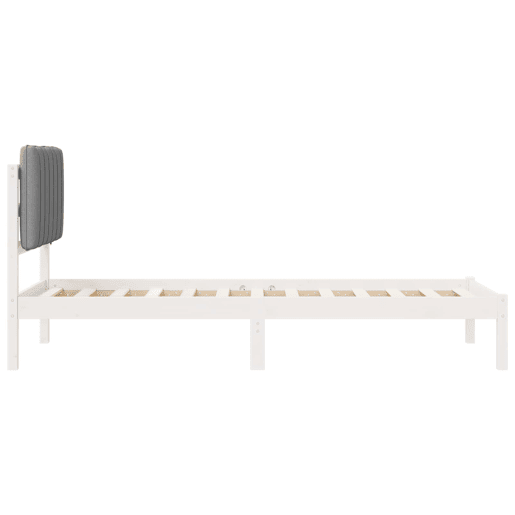 Estrutura de cama de solteiro simple com Cabeceira Estofada Cinzento-claro