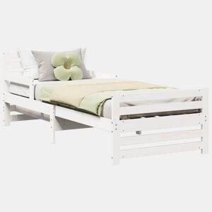 Estrutura de cama de solteiro para adultos - Branco 80 x 200 cm Madeira processada