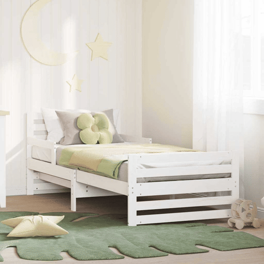 Estrutura de cama de solteiro para adultos - Branco 80 x 200 cm Madeira processada