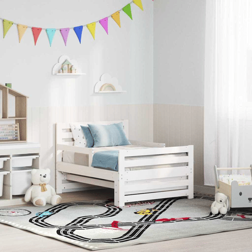 Estrutura de cama de solteiro para adultos - Branco 80 x 200 cm Madeira processada