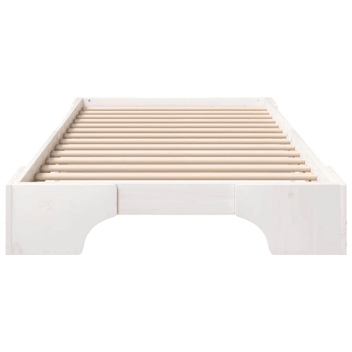 Estrutura de cama de solteiro para adultos - Branco 90 x 210 cm Madeira de Pinheiro Sólida