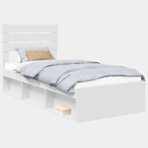 Estrutura de cama de solteiro para adultos - Branco 75 x 190 cm Madeira de Pinheiro Sólida