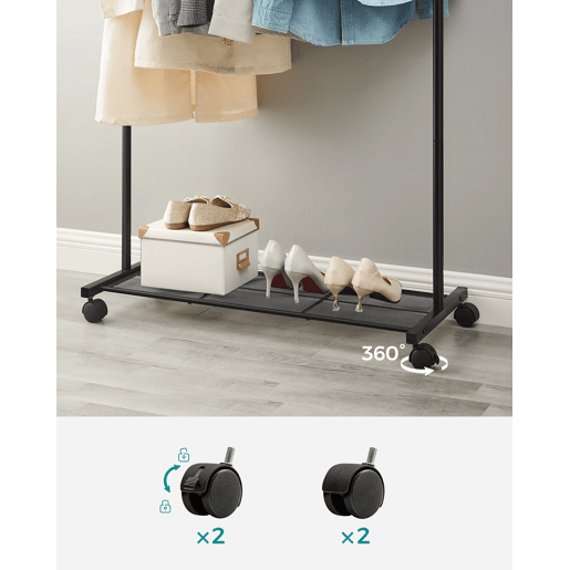 CABIDE DE ROUPA COM RODAS, PRETO CABIDE DE ROUPA COM RODAS, PRETO