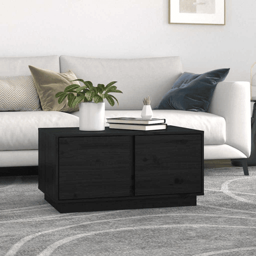 Mesa de Centro, Mesa baixa, 80x50x40 cm madeira de pinho maciça preto