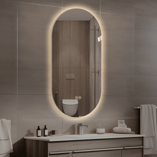 Espelho de casa de banho 60x120 cm - LED tátil, antiembaciamento, montagem na parede - Prateado