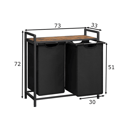 PRATELEIRA DE CASA DE BANHO com cesto de roupa suja, 2 unidades, castanhopreto