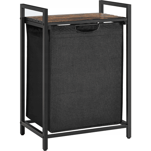 PRATELEIRA DE CASA DE BANHO com cesto de roupa suja, castanhopreto