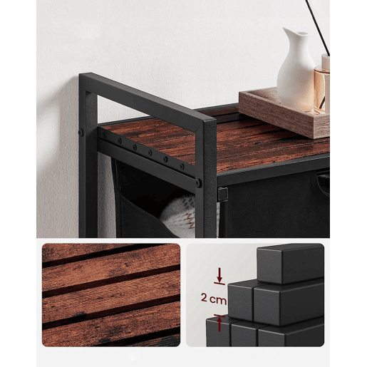 PRATELEIRA DE CASA DE BANHO com cesto de roupa suja, castanhopreto