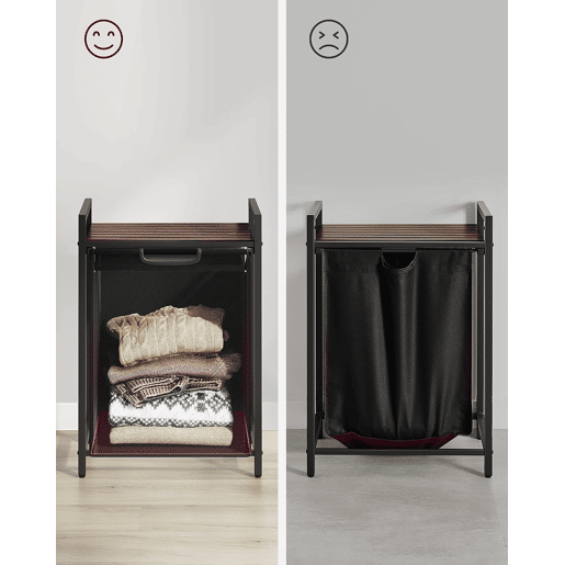 PRATELEIRA DE CASA DE BANHO com cesto de roupa suja, castanhopreto