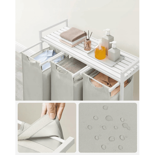 PRATELEIRA DE CASA DE BANHO com cestos da roupa 3 unidades, branca