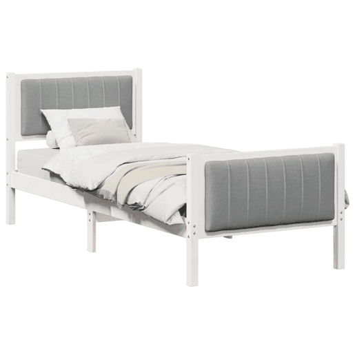 Estrutura de cama de solteiro para adultos Branco e cinza claro 80 x 200 cm