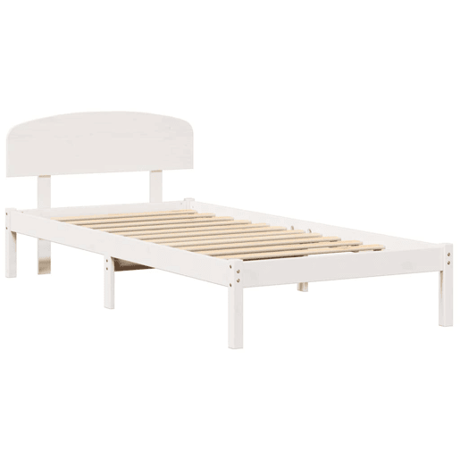 Estrutura de cama de solteiro para adultos - Branco 90 x 190 cm Madeira de Pinheiro Sólida