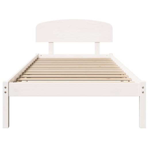 Estrutura de cama de solteiro para adultos - Branco 90 x 190 cm Madeira de Pinheiro Sólida