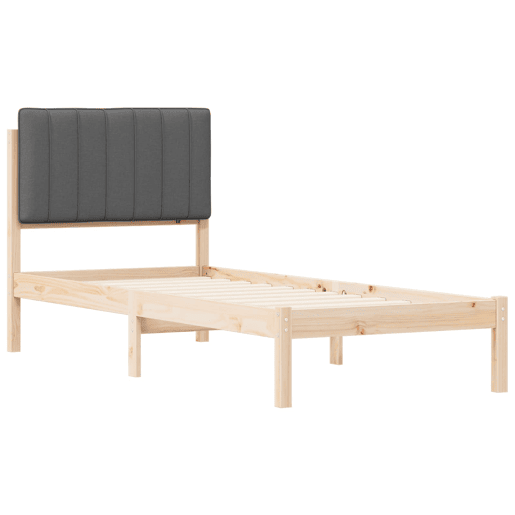 Estrutura de cama de solteiro para adultos com Cabeceira Estofada Cinza Escuro