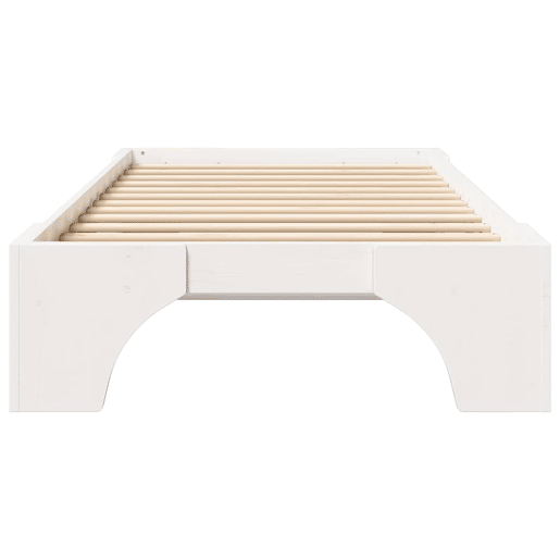 Estrutura de cama de solteiro para adultos - Branco 90 x 200 cm Madeira de Pinheiro Sólida