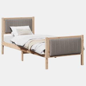 Estrutura de cama de solteiro para adultos com cabeceira Marrom e taupe 80 x 200 cm