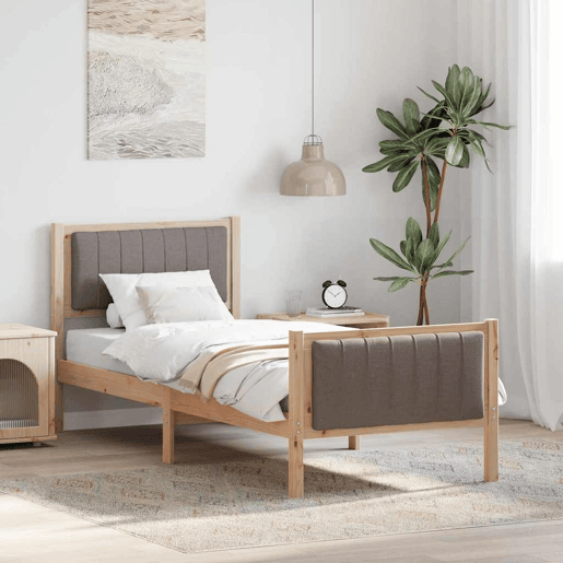 Estrutura de cama de solteiro para adultos com cabeceira Marrom e taupe 80 x 200 cm