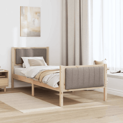 Estrutura de cama de solteiro para adultos com cabeceira Marrom e taupe 80 x 200 cm